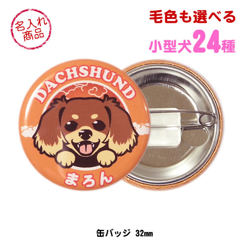 缶バッジ 笑い犬 小型犬