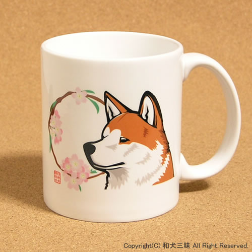 秋田犬と花丸　ペアマグカップ