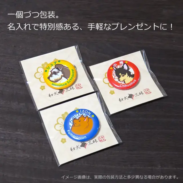 缶バッジ　小型犬イラスト