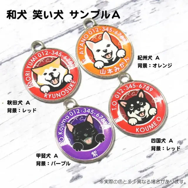 迷子札　笑い犬　和犬