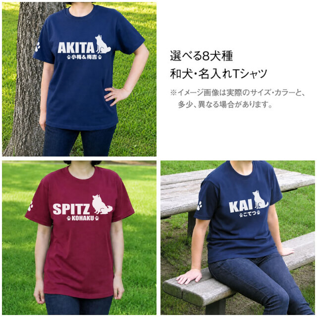 Ｔシャツ　おすわりシルエット　和犬