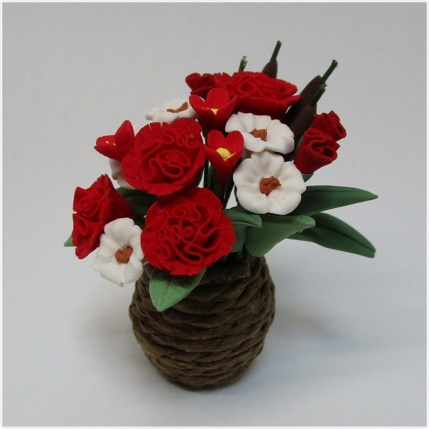 ドールハウス小物 カーネーション3 フラワーアレンジのミニチュア模型
