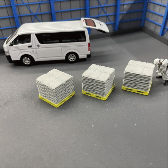1/64サイズの薄型パレット積み荷 リアルな工場・倉庫ジオラマに