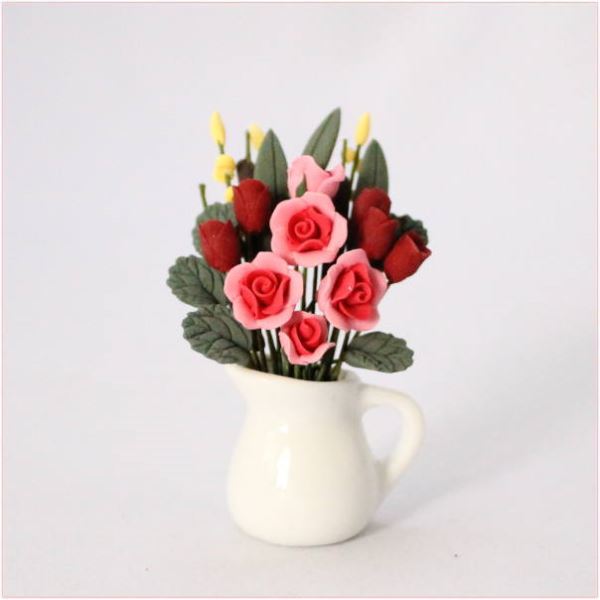 ホーロー風　薔薇柄　ローズ　ミニチュア　リーメント　鍋　ドールハウス　小物 ホーロー風薔薇柄ローズミニチュアリーメント鍋ドールハウス小物