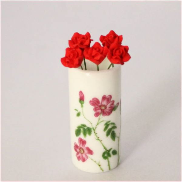 ドールハウス小物 赤のバラ 5本セット フラワーアレンジのミニチュア模型 ネコポス可