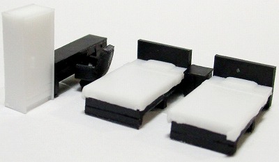 1/150 情景アクセサリー 寝室A（黒）【YSK】【鉄道模型】【カラーレジン製】【Nゲージ】【ネコポス可】