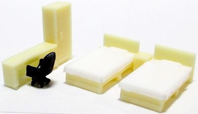 1/150 情景アクセサリー 寝室A（薄茶）【YSK】【鉄道模型】【カラーレジン製】【Nゲージ】【ネコポス可】