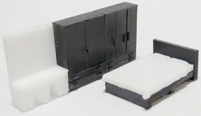 1/150 情景アクセサリー 寝室B（黒）【YSK】【鉄道模型】【カラーレジン製】【Nゲージ】【ネコポス可】