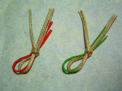 箸置　水引飾り　みやび　6組セット(赤・緑)　4.5ｃｍ×8.8ｃｍ