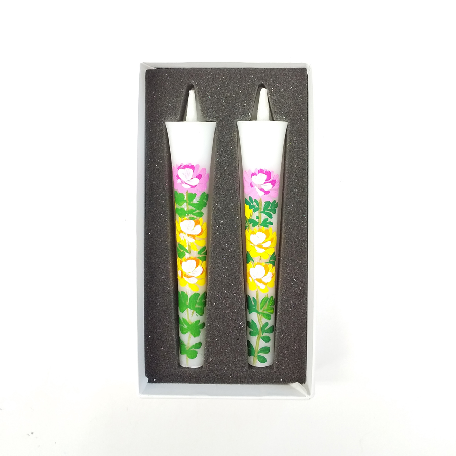 3号 絵ろうそく 2本入 菊 （手描き） 和ろうそく 絵ろうそく 花ろうそく お供え お供え物 お盆 初盆 新盆 法事 一周忌 三回忌 お彼岸 新盆お見舞い 新盆御見舞 喪中見舞い 喪中御見舞 香典 贈答 贈答用 進物 ギフト