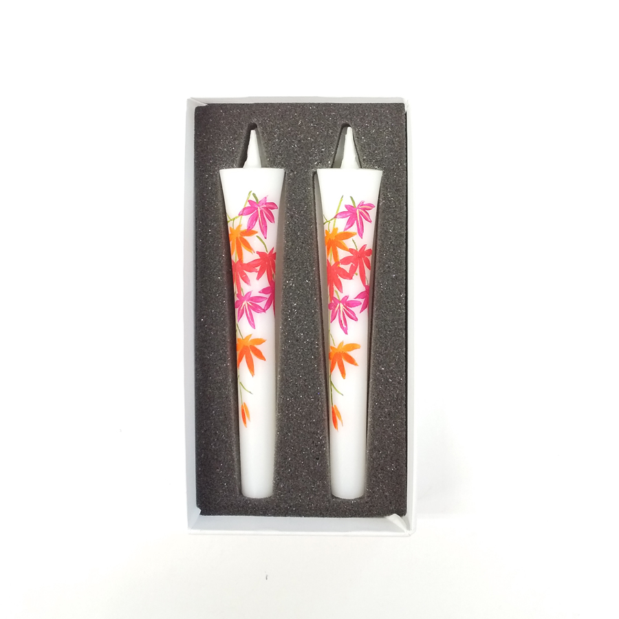 3号 絵ろうそく 2本入 もみじ （手描き） 和ろうそく 絵ろうそく 花ろうそく お供え お供え物 お盆 初盆 新盆 法事 一周忌 三回忌 お彼岸 新盆お見舞い 新盆御見舞 喪中見舞い 喪中御見舞 香典 贈答 贈答用 進物 ギフト