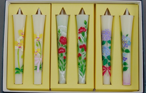 【レターパックライト可】特別柄 3号 絵ろうそく 6本入（手描き） 母の日