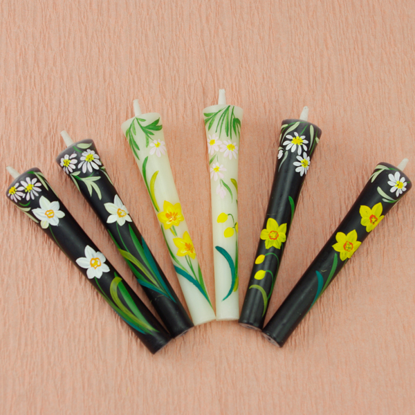 【レターパックライト可】【花の詩・特別柄】 絵ろうそく 3号（手描き）6本入 春陽