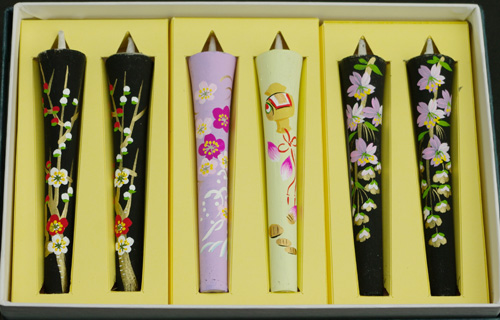 【レターパックライト可】特別柄 3号 絵ろうそく 6本入 （手描き） 春の宴