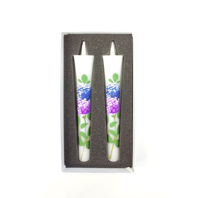 3号 絵ろうそく 2本入 あじさい （手描き） 和ろうそく 絵ろうそく 花ろうそく お供え お供え物 お盆 初盆 新盆 法事 一周忌 三回忌 お彼岸 新盆お見舞い 新盆御見舞 喪中見舞い 喪中御見舞 香典 贈答 贈答用 進物 ギフト