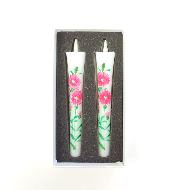 3号 絵ろうそく 2本入 カーネーション （手描き） 和ろうそく 絵ろうそく 花ろうそく お供え お供え物 お盆 初盆 新盆 法事 一周忌 三回忌 お彼岸 新盆お見舞い 新盆御見舞 喪中見舞い 喪中御見舞 香典 贈答 贈答用 進物 ギフト