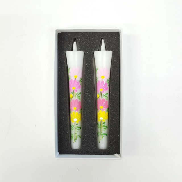 3号 絵ろうそく 2本入 秋桜 （手描き） 和ろうそく 絵ろうそく 花ろうそく お供え お供え物 お盆 初盆 新盆 法事 一周忌 三回忌 お彼岸 新盆お見舞い 新盆御見舞 喪中見舞い 喪中御見舞 香典 贈答 贈答用 進物 ギフト