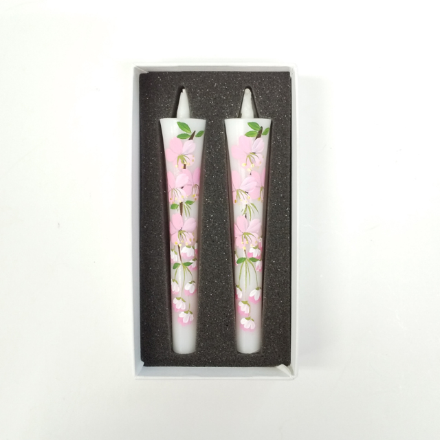 3号 絵ろうそく 2本入 桜 （手描き） 和ろうそく 絵ろうそく 花ろうそく お供え お供え物 お盆 初盆 新盆 法事 一周忌 三回忌 お彼岸 新盆お見舞い 新盆御見舞 喪中見舞い 喪中御見舞 香典 贈答 贈答用 進物 ギフト