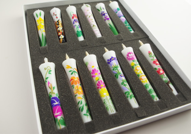 送料無料 2.5号 ミニサイズ 絵ろうそく 12本入 ミニ四季の花