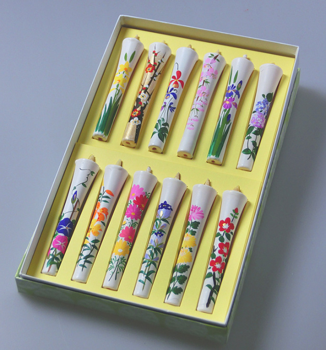 【 送料無料 】6号 絵ろうそく 12本入【花暦】