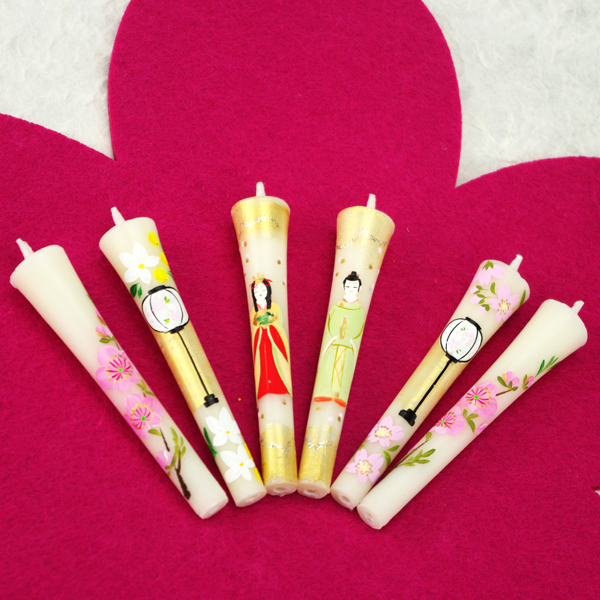 【レターパックライト可】特別柄 3号 絵ろうそく 6本入（手描き）桃の節句