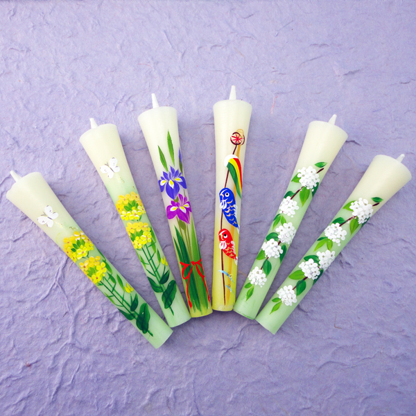 【レターパックライト可】特別柄 3号 絵ろうそく 6本入（手描き） 五月晴れ