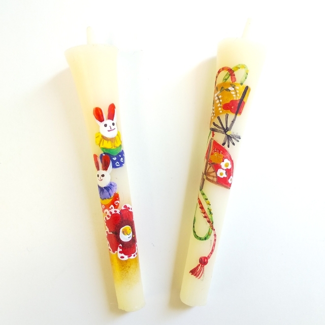 特別柄 3号 絵ろうそく 2本入 ひなの舞