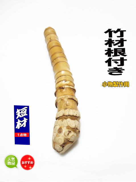釣竿・小物釣具の製作用・竹材根っこ付き240-26.6-26.2mm【商品