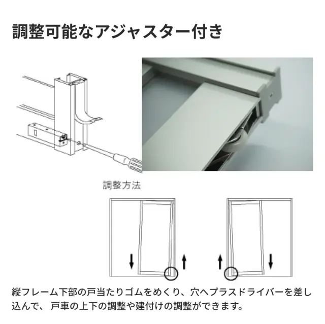側面の調整機構で高さを微調整している様子
