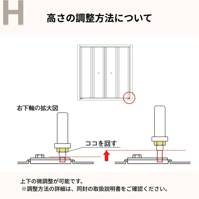 取り付け後にできる高さ調整