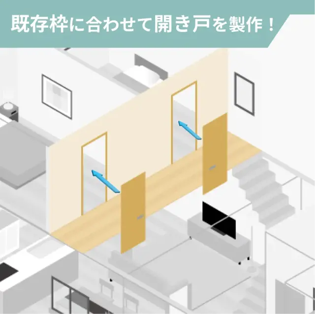 既存枠に合わせて開き戸を製作