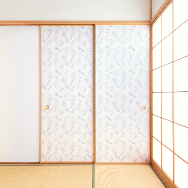 【送料無料】【本襖・和襖】waccara(ワッカラ）両面貼り（入口用）【藤模様　fuji moyo】※仕上幅～920ｍｍ迄