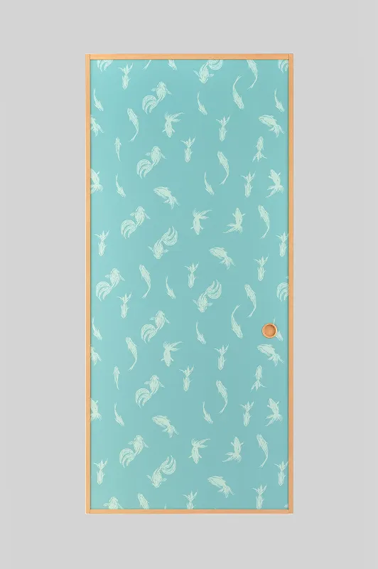 【送料無料】【本襖・和襖】waccara【ワッカラ】天袋付・片面貼り（押入用）【金魚模様　水　kingyomoyo】※仕上幅～920ｍｍ迄