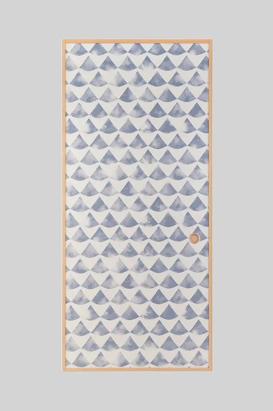 【送料無料】【本襖・和襖】waccara【ワッカラ】天袋付・片面貼り（押入用）【波うろこ　namiuroko　空色鼠】※仕上幅～920ｍｍ迄