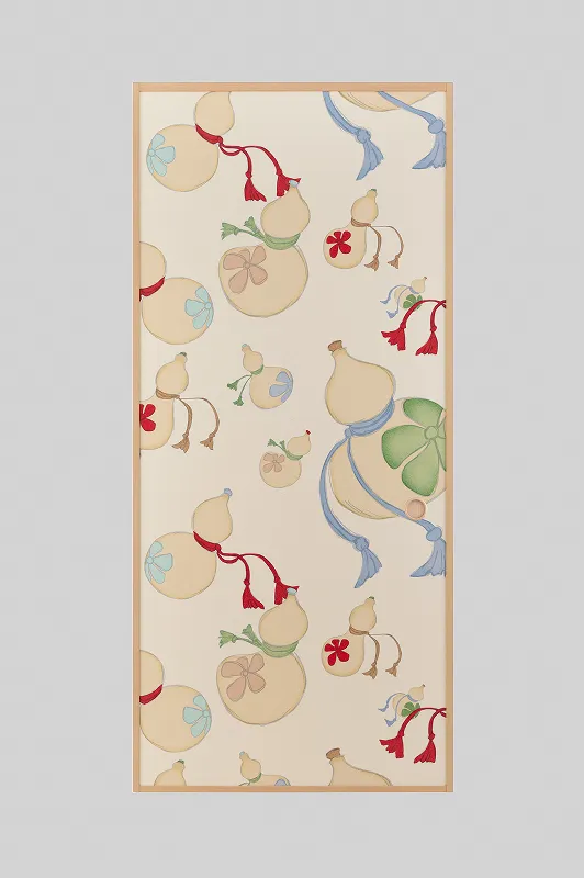 【送料無料】【本襖・和襖】waccara【ワッカラ】天袋付・片面貼り（押入用）【多福の花　薄卵（うすたまご）　tafukunohana】※仕上幅～920ｍｍ迄