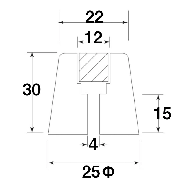 丸喜金属 セーフ戸当たり M-610-30（黒）の断面図