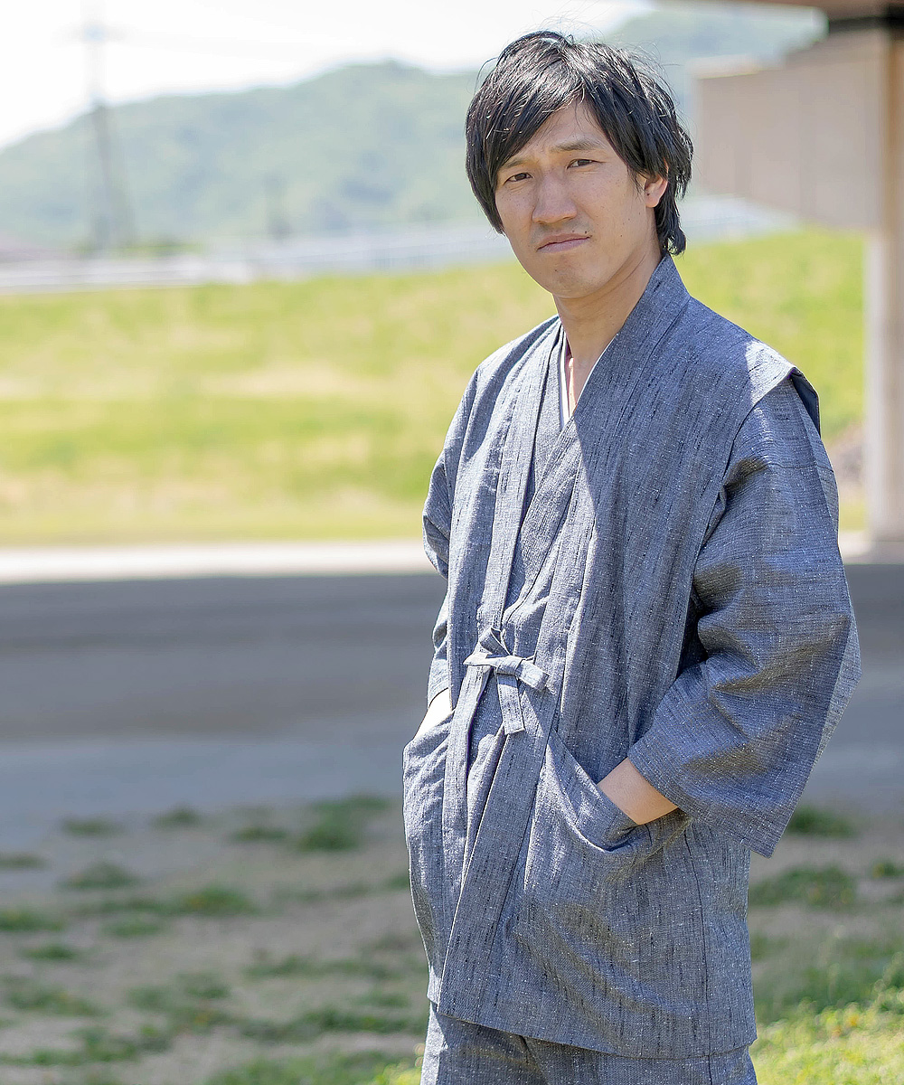 1047 たてスラブ羽織 No.4 グレー