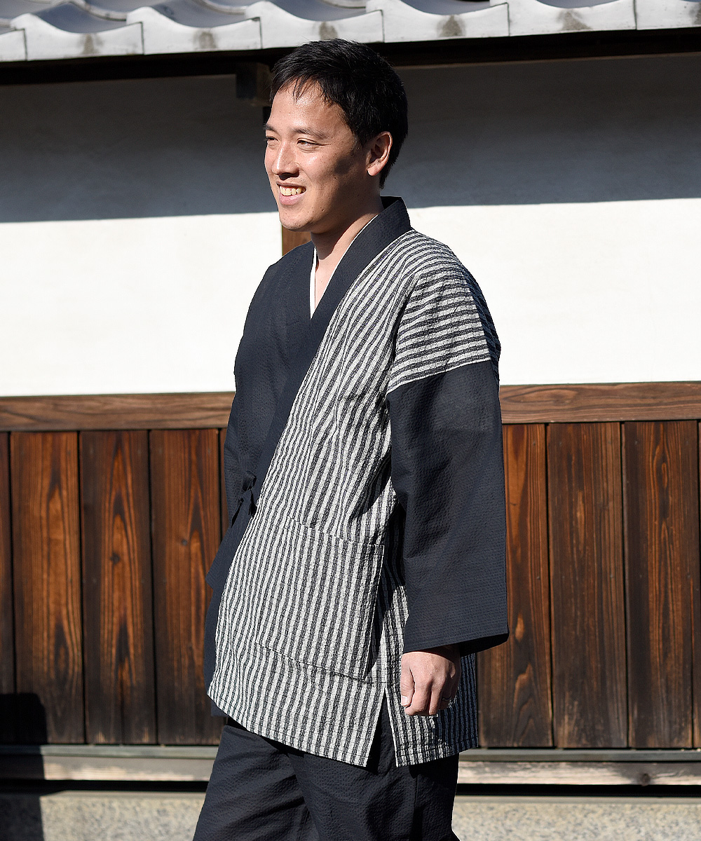 綿しじらデザイン作務衣