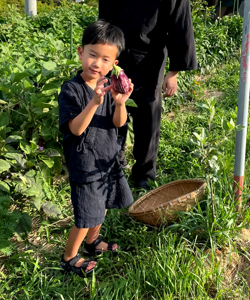 子供用近江ちぢみ絣織甚平