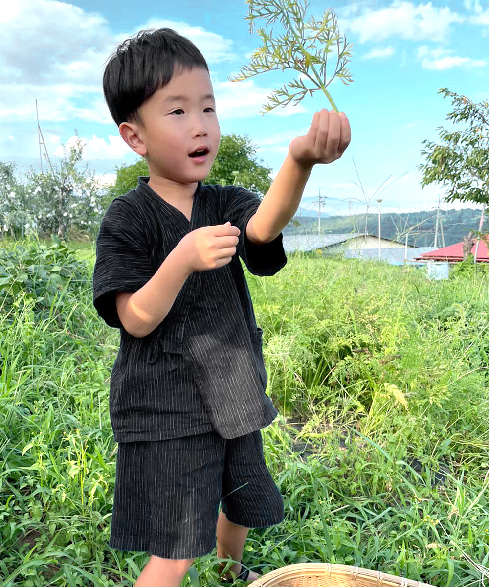 子供用近江ちぢみ絣織甚平