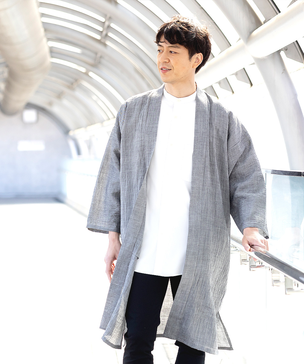 近江ちぢみ本麻ロング羽織