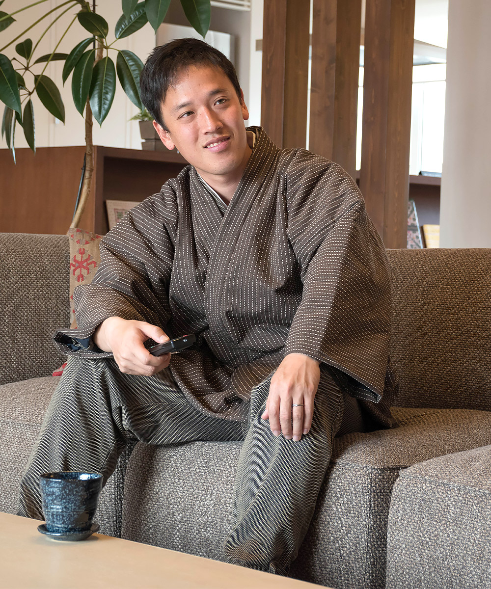 2035 刺子織作務衣式綿入袢天