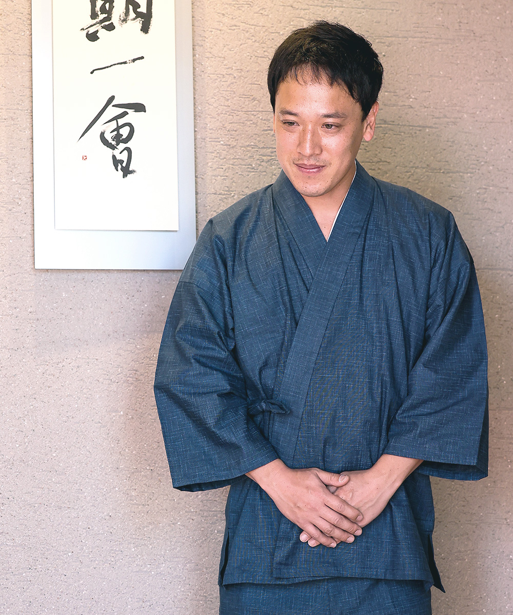 絣紬作務衣