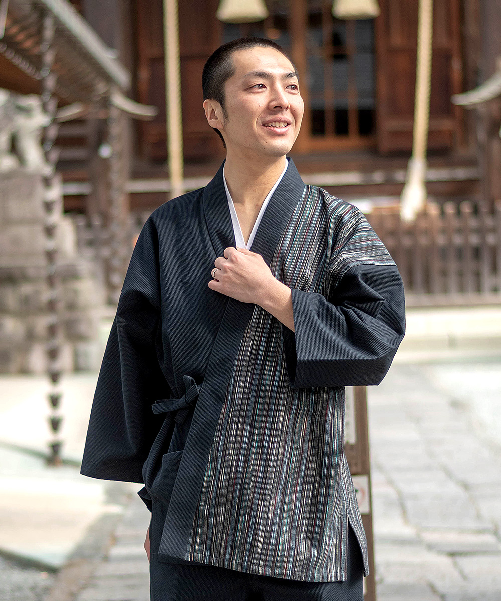 たて絣デザイン作務衣