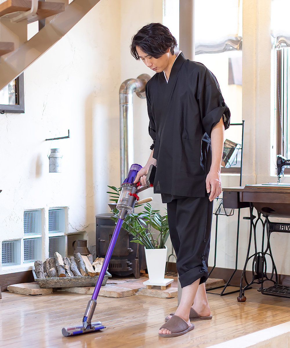 麻綿ロールアップ作務衣