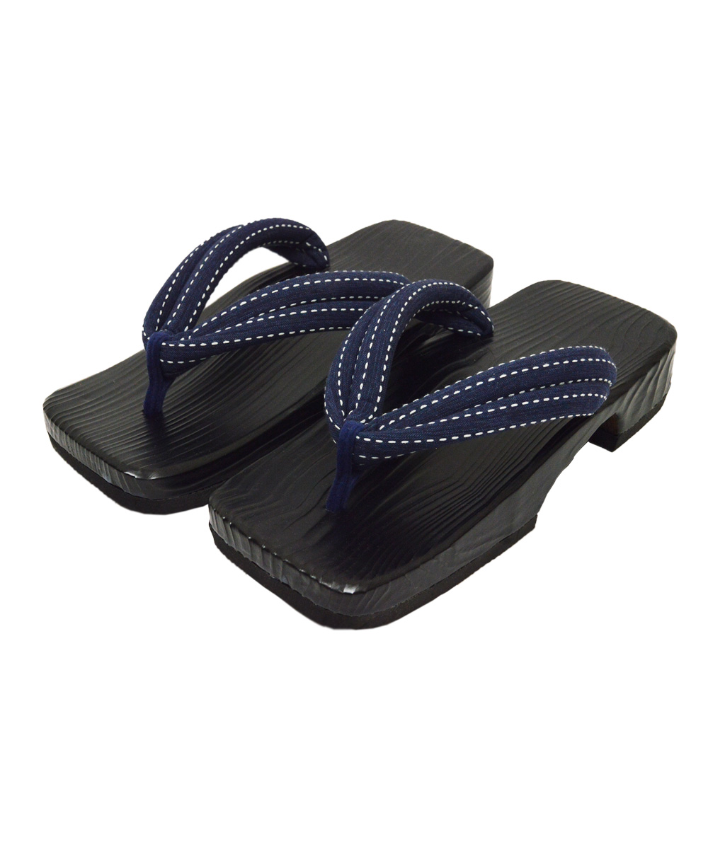 刺子織鼻緒下駄