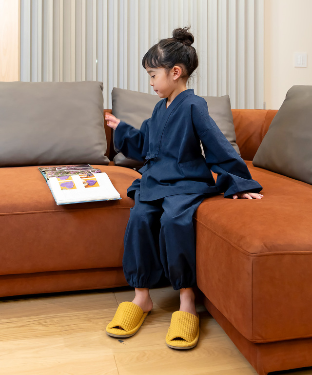 たてスラブ子供作務衣