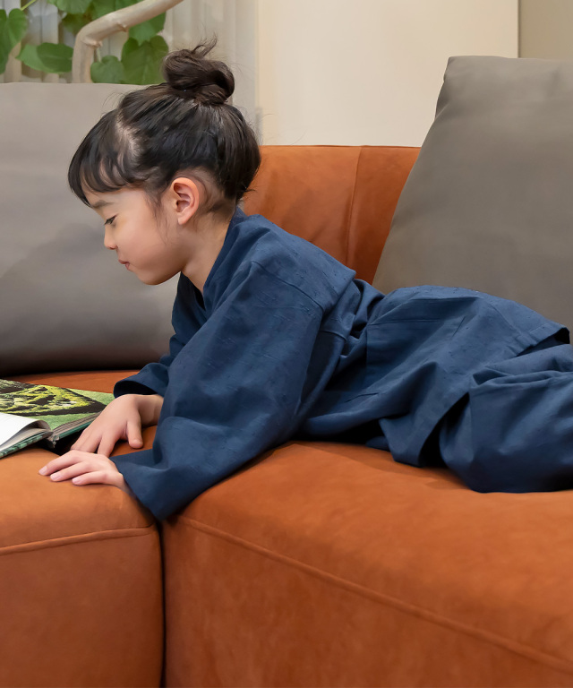 たてスラブ子供作務衣