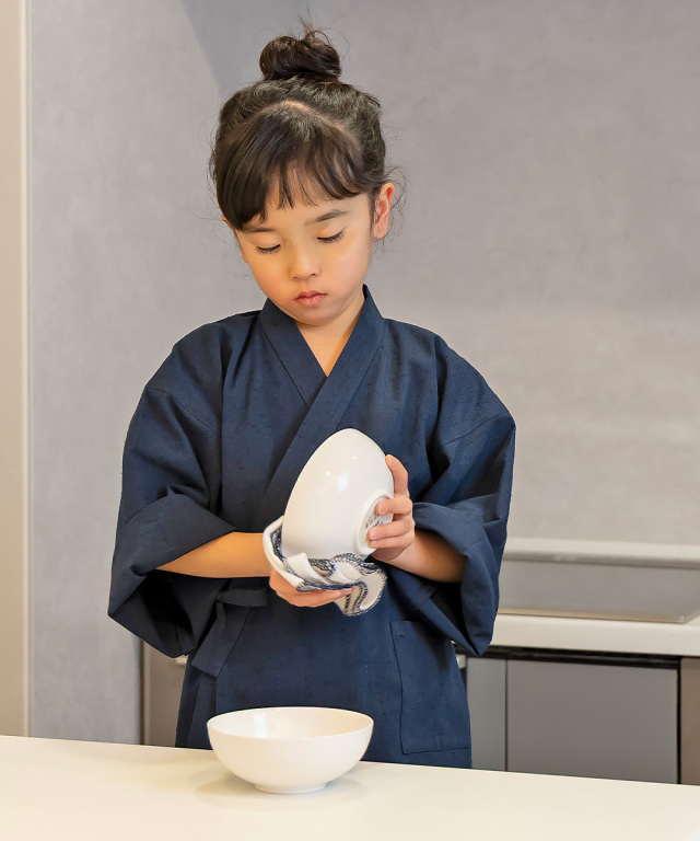 たてスラブ子供作務衣