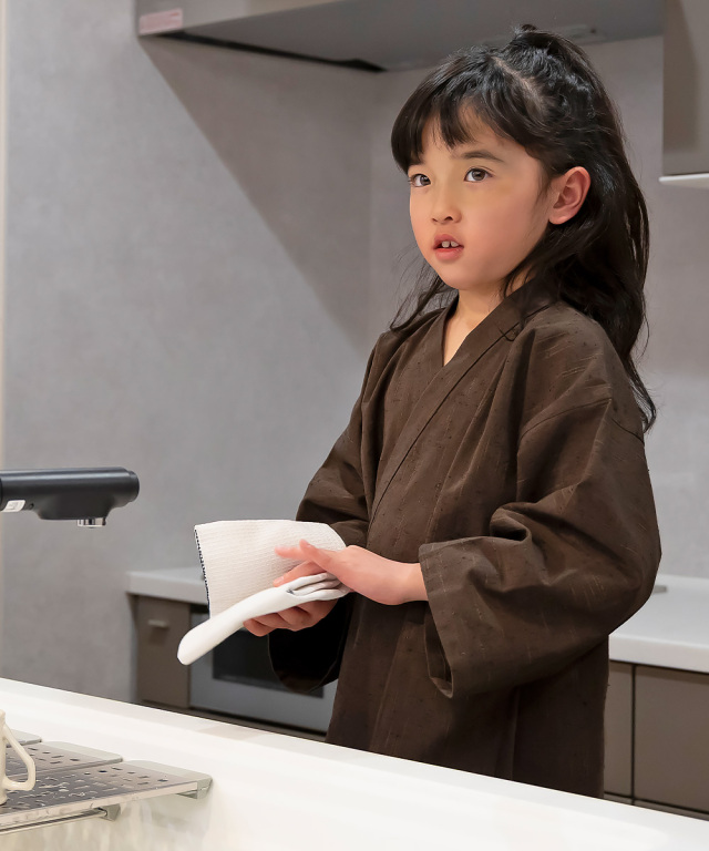 たてスラブ子供作務衣